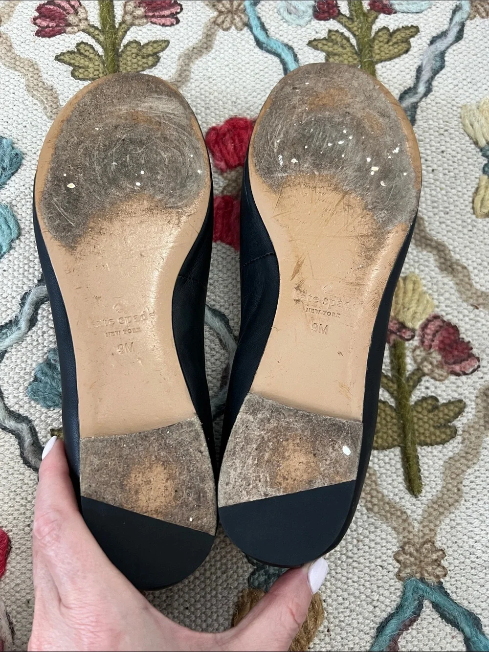 Kate Spade New York Willa Black Leather Bow Ballet Flats Size 9M